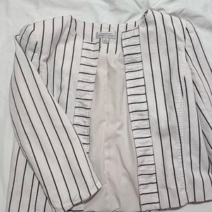 Tahari Women's Cream and Black Striped Blazer